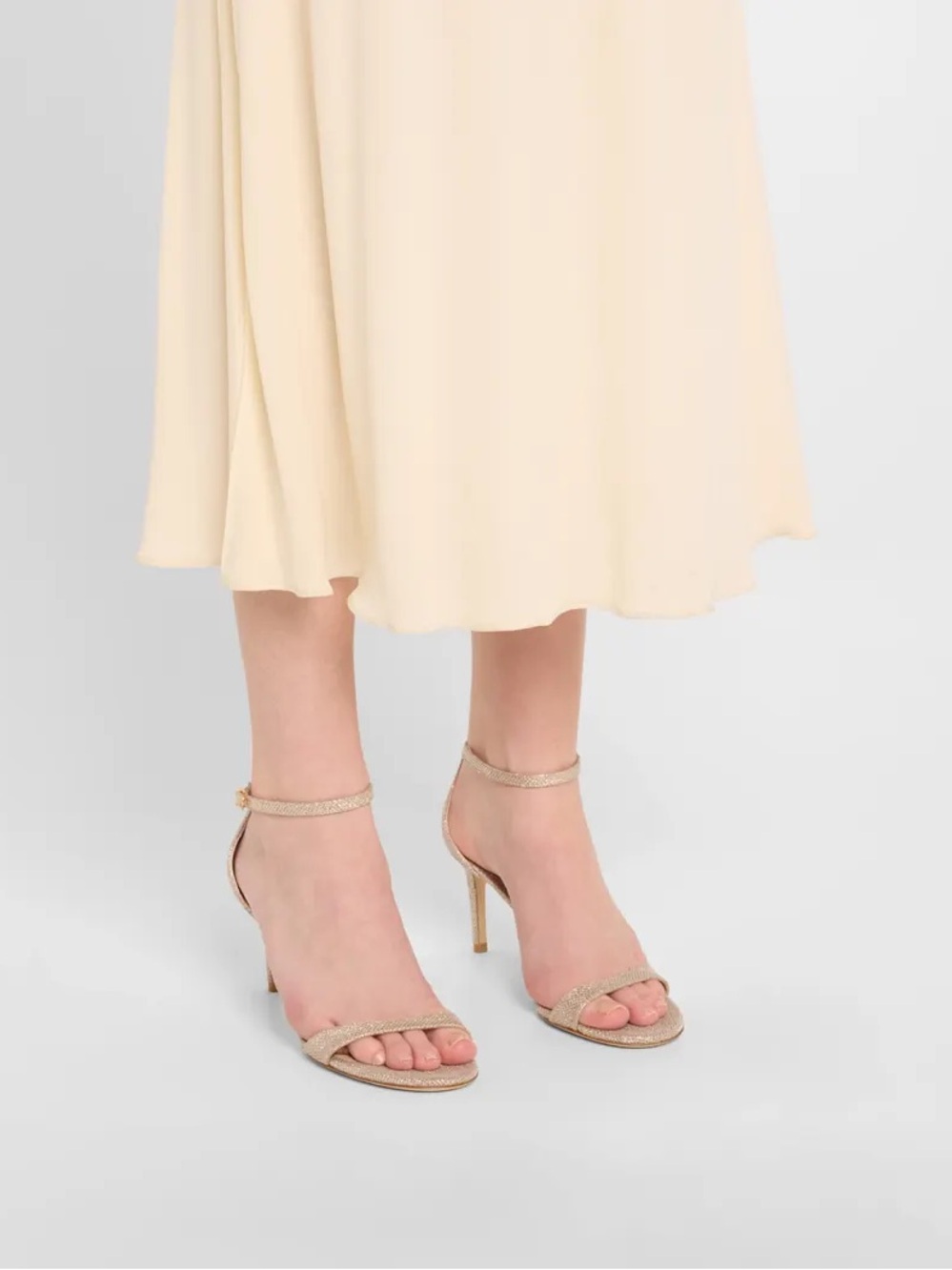 Stuart Weitzman • Nudist poudre shimmer minimalistic sandal - Picture 3 of 8